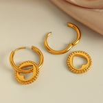 Gold color / 1 Pair Simple Series Simple Heart Stainless Steel  Gold Color Women's Drop Earrings 